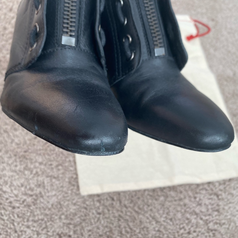 Zara SRPLS Real Leather High Wedge Black Ankle Boots Booties Zip Size 8 / 39 - Picture 16 of 16